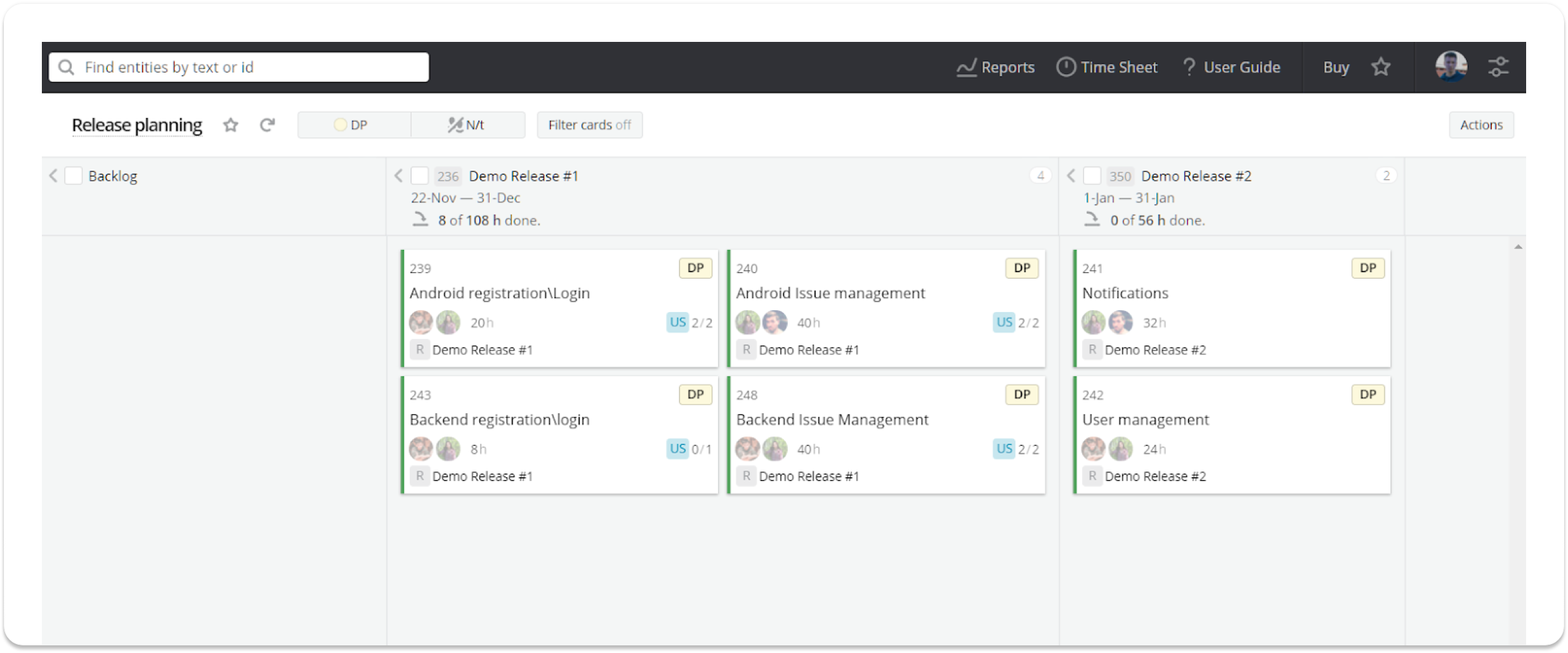 Release planning board